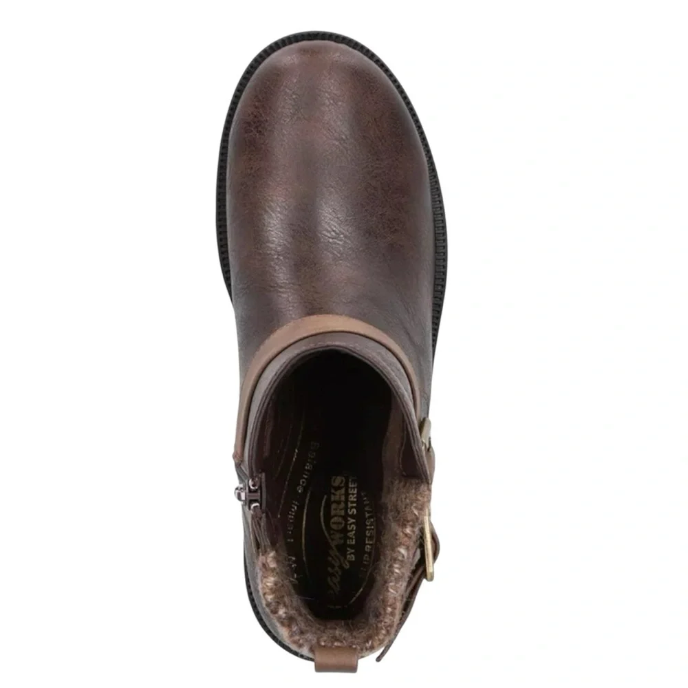 Easy Street Women's Kourt Slip Resistant Ankle Boots Brown - Picture 3 of 4